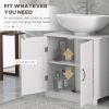 Bathroom Sink Cabinet, Pedestal Sink Cabinet with Adjustable Shelf, White-AS