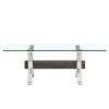 Tea table.Dining Table.Contemporary Tempered Glass Coffee Table with Plating Metal Legs and MDF Crossbar, For Home and Office.