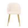 Modern simple teddy fleece dining chair Fabric Upholstered Chairs home bedroom stool back dressing chair gold metal legs(set of 2)