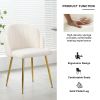Modern simple teddy fleece dining chair Fabric Upholstered Chairs home bedroom stool back dressing chair gold metal legs(set of 2)