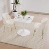 Modern simple teddy fleece dining chair Fabric Upholstered Chairs home bedroom stool back dressing chair gold metal legs(set of 2)