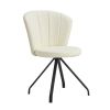 Milk white 360° Swivel Makeup Home Office Chair, PU Vanity Chair, Nail chair for Women, queen fancy chair for girls, armless easy carring sofas