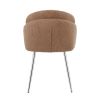 Modern simple brown teddy fleece dining chair Fabric Upholstered Chairs home bedroom stool back dressing chair chrome metal legs(set of 2)
