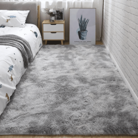 Soft Fluffy Area Rug for Bedroom and Living Room (Color: Tie-dye Gray)
