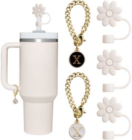 Cup Accessories Personalized Letter Charm For Tumbler Simple Modern 30 40 Oz Tumbler Cups With Handle Stanly Water Bottle Accessories (Color: Gold and Gold)
