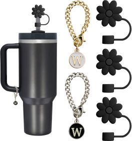 Cup Accessories Personalized Letter Charm For Tumbler Simple Modern 30 40 Oz Tumbler Cups With Handle Stanly Water Bottle Accessories (Color: Gold and Silver)
