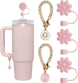 Cup Accessories Personalized Letter Charm For Tumbler Simple Modern 30 40 Oz Tumbler Cups With Handle Stanly Water Bottle Accessories (Color: Gold and Rose Gold)