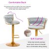 Bar Stools Set of 2, Height Adjustable ,Fabric Around Woven Basket Network Design,Velvet Modern Bar Chairs for Home and Kitchen Counter