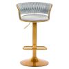 Bar Stools Set of 2, Height Adjustable ,Fabric Around Woven Basket Network Design,Velvet Modern Bar Chairs for Home and Kitchen Counter