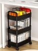 Portable 3Layer Storage Cart with Lockable Wheels Bathroom Laundry Living