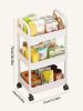 Portable 3Layer Storage Cart with Lockable Wheels Bathroom Laundry Living
