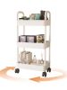 Portable 3Layer Storage Cart with Lockable Wheels Bathroom Laundry Living