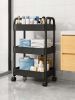 Portable 3Layer Storage Cart with Lockable Wheels Bathroom Laundry Living