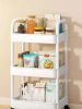 Portable 3Layer Storage Cart with Lockable Wheels Bathroom Laundry Living