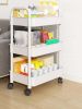 Portable 3Layer Storage Cart with Lockable Wheels Bathroom Laundry Living