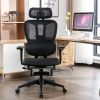 Multi-functional Ergonomic Mesh Office Chair with Adjustable Armrest,Footrest,Lumbar Support, 360°  Silent Wheels,Headrest for Home & Office